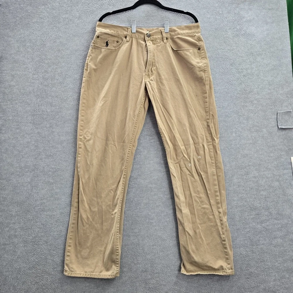 Polo Ralph Lauren‎ Men Pants 34X30 Khaki Pony Embroidery Straight Twill 650